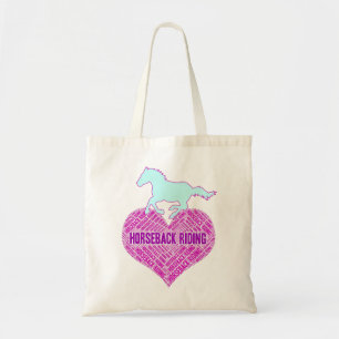 Tote Bag Horseback Riding Heart with Wild Pony 