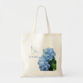 Tote Bag Hortensias Bleus Mariage Monogrammé (Devant)