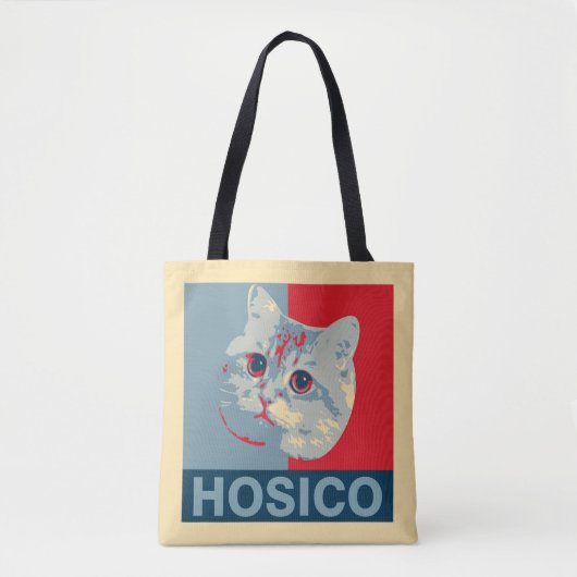 Tote Bag Hosico - Illustration Bleu Rouge (Devant)