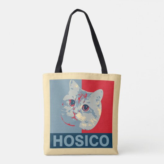 Tote Bag Hosico - Illustration Bleu Rouge (Dos)