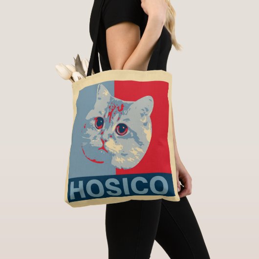 Tote Bag Hosico - Illustration Bleu Rouge (De près)