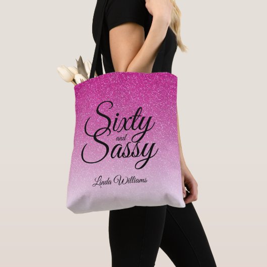 Tote Bag Hot Pink Parties scintillant Ombre 60 et Sassy 60e (De près)