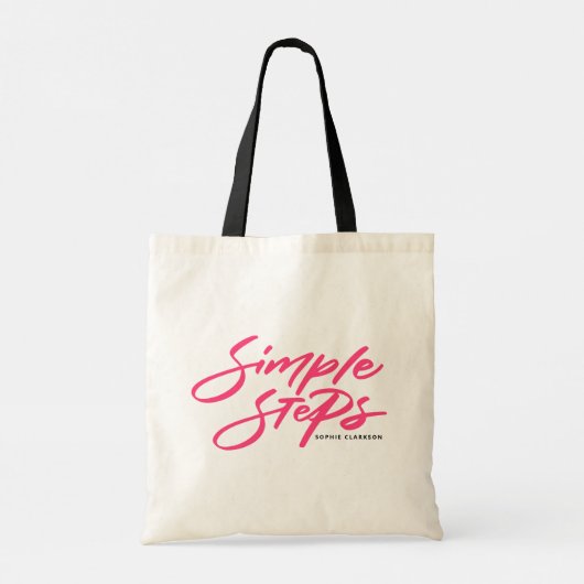Tote Bag Hot Pink Simple Steps Quote Modern Calligraphy (Dos)