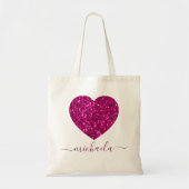 Tote Bag Hot rose pétillant faux coeur de parties scintilla (Devant)