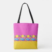 Tote Bag Hot Tropical Beach, arrière - plan rose, votre nom (Dos)