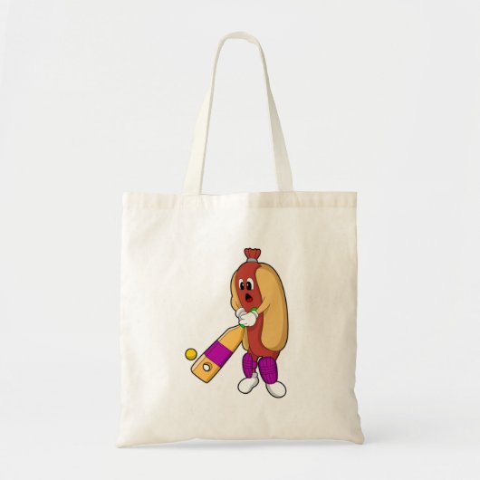 Tote Bag Hotdog au cricket avec batte de cricket (Devant)