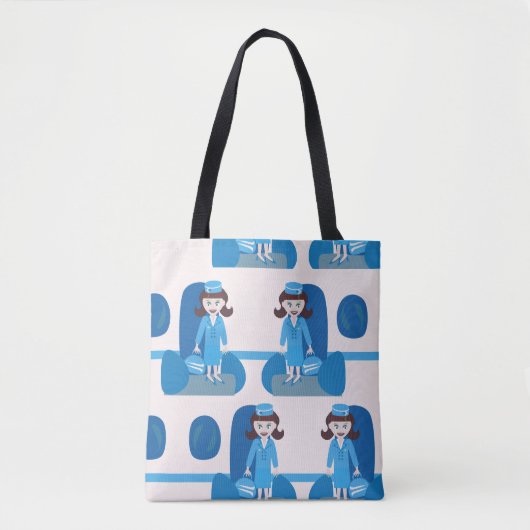 Tote Bag Hôtesse bleue élégante d'années '60 (Devant)