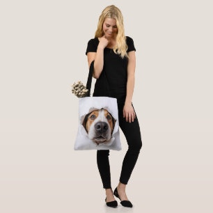 Tote Bag Hound Dog Peeking À Travers Torn Papier Trou