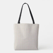 Tote Bag Houndstooth Beige White INITIALS Preppy Chic (Dos)