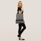 Tote Bag Houndstooth élégant Personnalisé noir off-blanc (Sur le modèle)