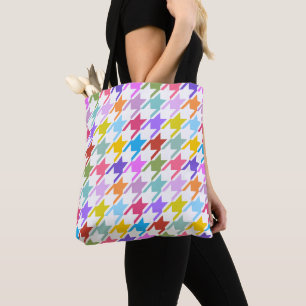 Tote Bag Houndstooth Multicolor+White Big Motif