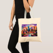 Tote Bag Houston Skyline Abstrait Art (Devant (produit))