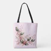 Tote Bag Houx et Baies Rose Pâle (Dos)