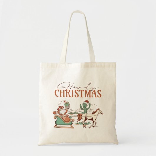 Tote Bag Howdy Christmas Typography, Texas Symbol Graphics (Devant)