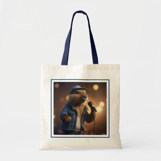 Tote Bag "Howdy Harmonics : Le Crooner Capybara De Denim-Cl (Devant)
