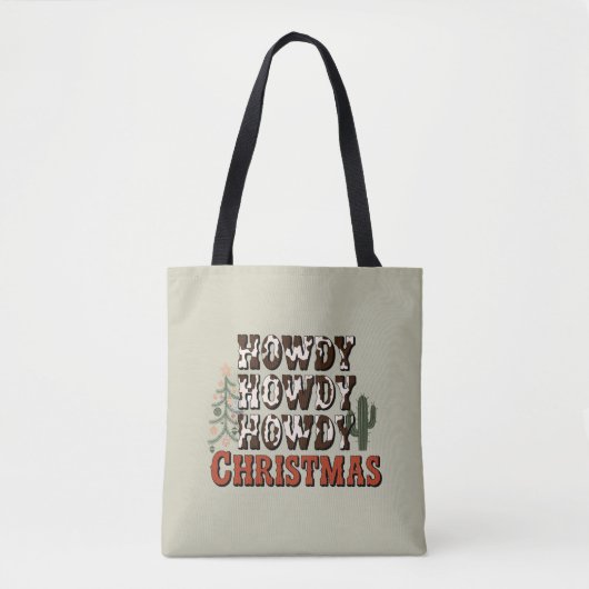 Tote Bag Howdy Howdy Howdy Noël Famille Noël Noël Jeu cadea (Devant)