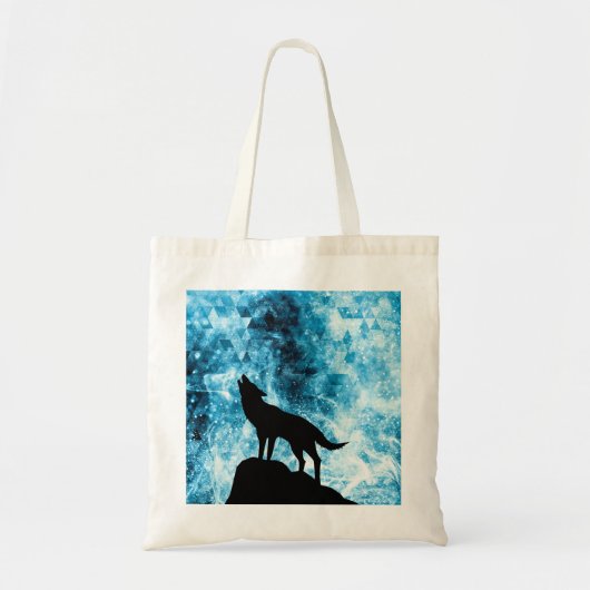 Tote Bag Howling Wolf Hiver neige bleue fumée Abstraite (Devant)