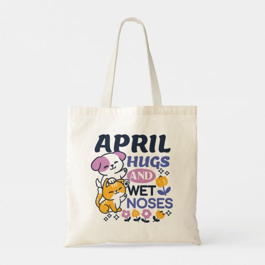 Tote Bag Hugs d'avril et nez mouillé - Cute chien et chat a (Dos)
