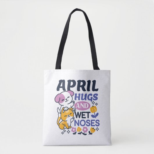 Tote Bag Hugs d'avril et nez mouillé - Cute chien et chat a (Devant)