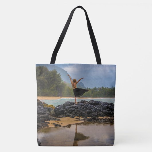 Tote Bag Hula Dancer Lumaha'i Beach, Hawaiian Beach Bag (Devant)