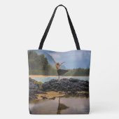 Tote Bag Hula Dancer Lumaha'i Beach, Hawaiian Beach Bag (Dos)
