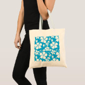 TOTE BAG HULA HAÏIENNE (HIBISCUS) BLEU (Devant (produit))