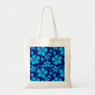 TOTE BAG HULA HAWAIEN (HIBISCUS) BLEU FONCÉ/CLAIR