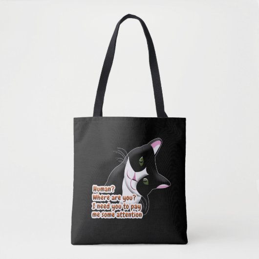 Tote Bag Humain ? Où es-tu ? Chat (Devant)