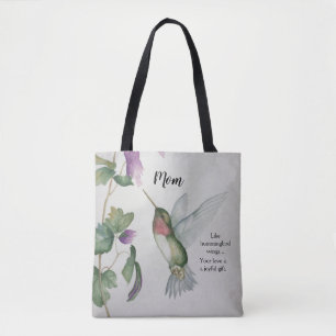 Tote Bag Hummingbird Wings Joyful Giolore Watercolor Maman 