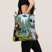 Tote Bag Humour Alien et Bigfoot (De près)
