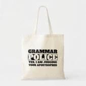 Tote Bag Humour Apostrophe enseignant GRAMMAR POLICE (Devant)
