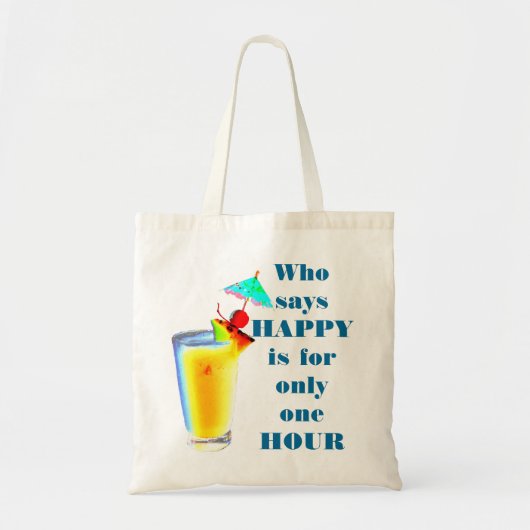 Tote Bag Humour d'heure heureuse de boissons de parapluie (Devant)