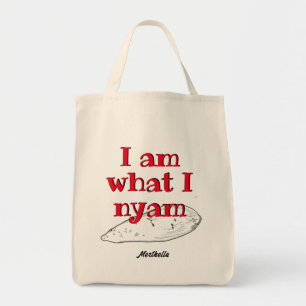 Tote Bag Humour Patois JE SUIS CE QUE JE NYAM Manger Sain Y