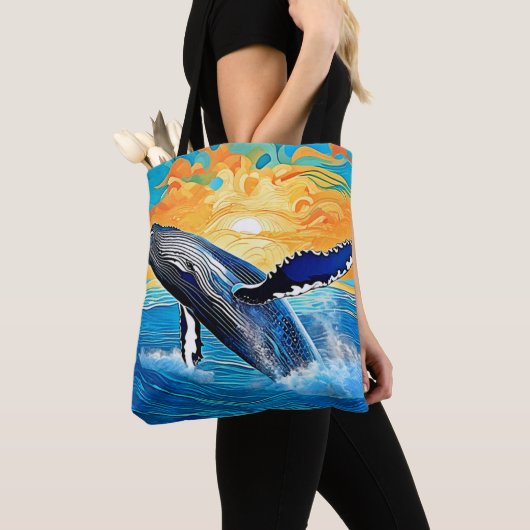 Tote Bag Humpback Sunset Leap Art (De près)