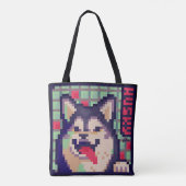 Tote Bag Husky, Pixel Art, pixelart (Dos)