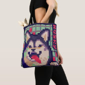 Tote Bag Husky, Pixel Art, pixelart (De près)