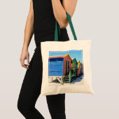 Tote Bag Huttes colorées de plage (Devant (produit))