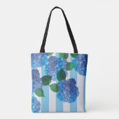 Tote Bag Hydrangea bleu avec des rayures Fourre-tout (Dos)