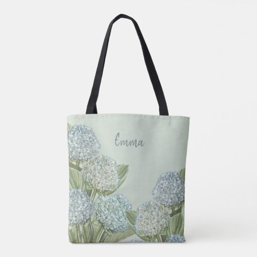 Tote Bag Hydrangea Bleu/Vert Sage (Dos)