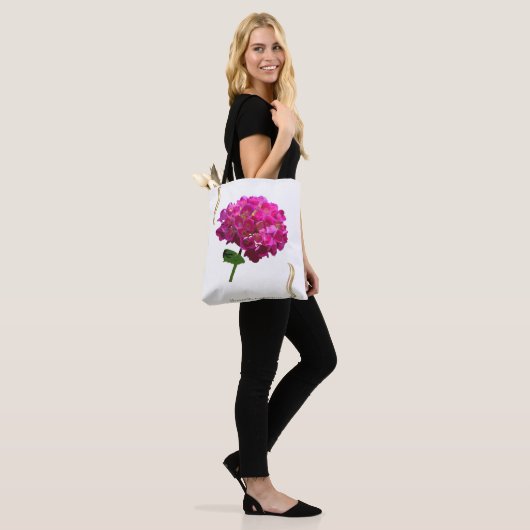 Tote Bag Hydrangea Bloom – Vintage Botanical Fuchsia (Sur le modèle)