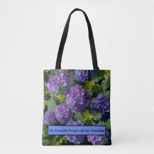 Tote Bag Hydrangea florale verte magenta bleu violet élégan