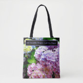 Tote Bag Hydrangea garden, rose, bleu, purple floral (Devant)