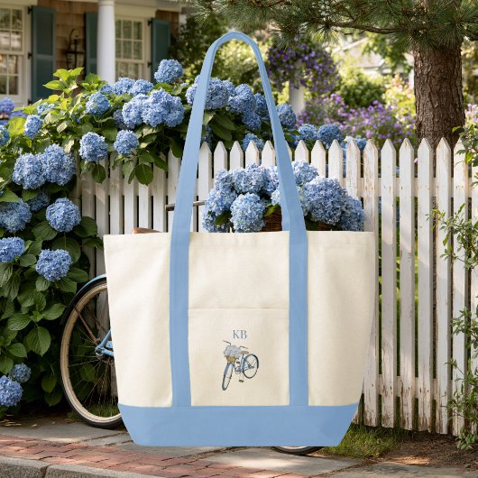 Tote Bag Hydrangea Monogramme de vélo Contraste de finition