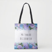 Tote Bag Hydrangea personnalisé pour remercier un enseignan (Devant)
