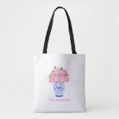 Tote Bag Hydrangea Rose En Chine Aquarelle Nom (Devant)