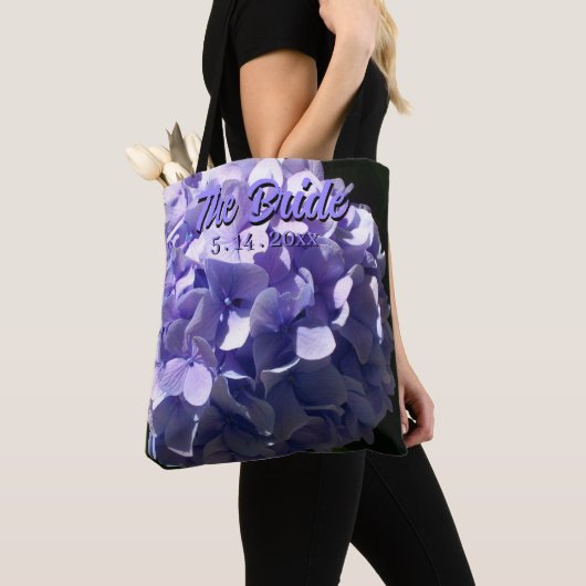 Tote Bag Hydrangea violet fleurs violettes pour la mariée (De près)
