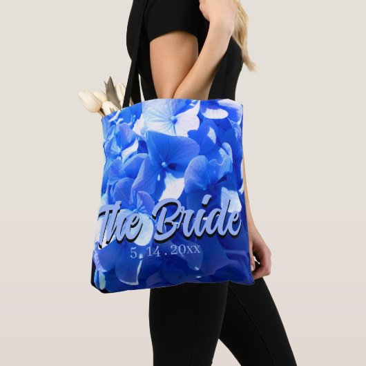 Tote Bag Hydrangeas bleus élégants aux fleurs de cobalt ble (De près)