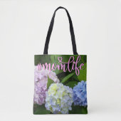 Tote Bag Hydrangeas fleurs roses fleurs bleues violettes Ma (Devant)