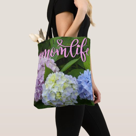 Tote Bag Hydrangeas fleurs roses fleurs bleues violettes Ma (De près)