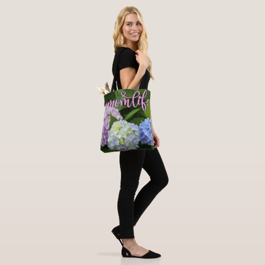 Tote Bag Hydrangeas fleurs roses fleurs bleues violettes Ma (Sur le modèle)